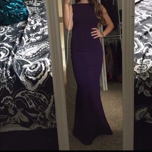 Plum-colored open back prom dress/gown